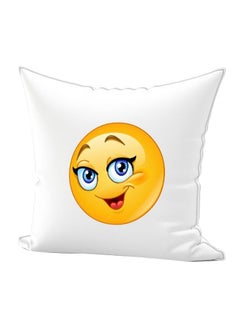 Buy Emoji Printed Decorative Pillow White/Yellow/Red 40 x 40cm in UAE