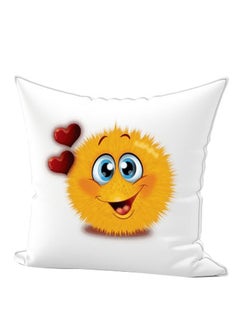 Buy Emoji Printed Decorative Pillow White/Yellow/Red 40 x 40cm in UAE