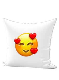 Buy Emoji Printed Decorative Pillow White/Yellow/Red 40 x 40cm in UAE