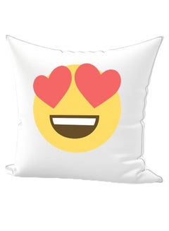 Buy Emoji Printed Decorative Pillow White/Yellow/Red 40 x 40cm in UAE