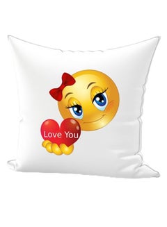 Buy Emoji Printed Decorative Pillow White/Yellow/Red 40 x 40cm in UAE