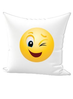 Buy Emoji Printed Decorative Pillow White/Red/Yellow 40 x 40cm in UAE