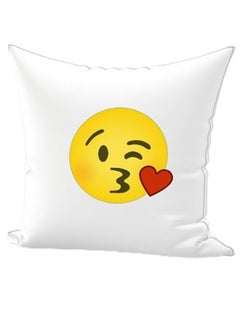 Buy Emoji Printed Decorative Pillow White/Red/Yellow 40 x 40cm in UAE