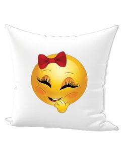 Buy Emoji Printed Decorative Pillow White/Red/Yellow 40 x 40cm in UAE