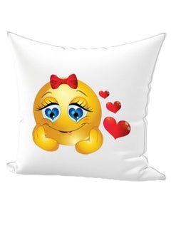 Buy Emoji Printed Decorative Pillow White/Red/Yellow 40 x 40cm in UAE