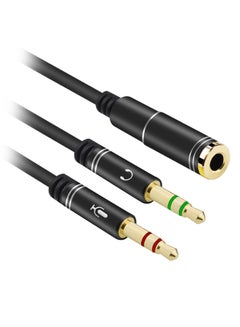 Buy Female To Male Headset And Microphone Y Splitter Cable Black/Gold in UAE