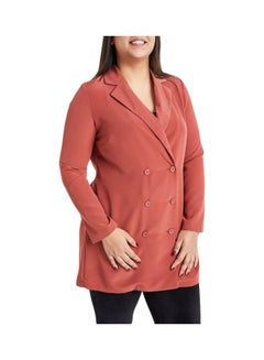 Buy Collared Neck Blazer Brick Red in UAE