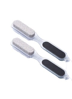 Buy 2 Piece 4-In-1 Pumice Stone Double Sided Foot File Clear/Grey in UAE