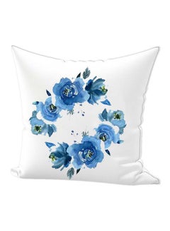 اشتري وسادة زينة مطبوع عليها رسمة زهور cotton أبيض/أزرق 65x65سم في الامارات