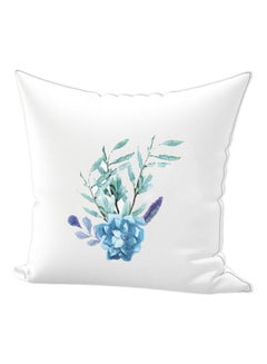 Buy Flower Printed Cushion cotton White/Blue/Green 45x45cm in UAE
