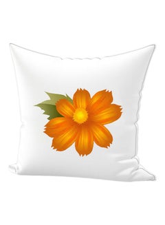 Buy Flower Printed Cushion cotton White/Yellow/Green 45x45cm in UAE
