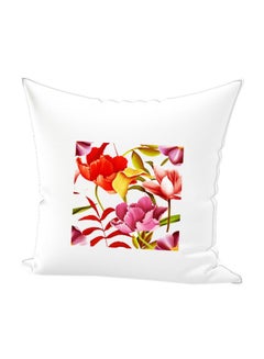 Buy Flowers Printed  Cushion cotton White/Yellow/Red 45x45cm in UAE