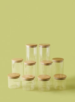 Buy 10 Piece Glass Food Storage Container Set - Airtight Bamboo Lids - Food Storage Box - Storage Boxes - Kitchen Cabinet Organizers - Glass Food Container - Clear Clear 10-Piece in Saudi Arabia