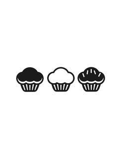 اشتري Cupcake Shape Decorative Wall Sticker أسود/أبيض 20x15سنتيمتر في مصر