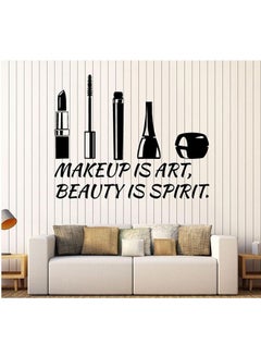 اشتري ملصق جداري يحمل عبارة "Makeup Is Art Beauty Is Spirit" أسود 70x80سنتيمتر في مصر