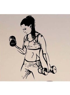 Buy Fitness Girl Printed Wall Sticker Black 90x60centimeter in Egypt