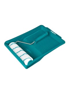 Buy 3-In-1 Paint Roller Set Turquoise/White Paint Roller 230, Tray 405x300mm in UAE