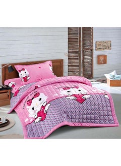 Buy 3-Piece Summer ComforterSet Fabric Pink in Saudi Arabia