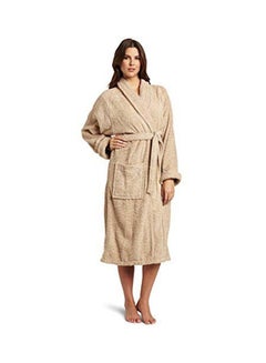 Buy Cotton Bath Robe With Pocket Beige 3XL in UAE