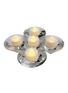 اشتري Creative Design Candle Holder With Candles Set Clear 15x15cm في الامارات