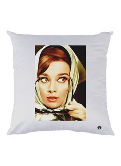 Buy Lady Printed Decorative Throw Pillow White/Green/Brown in UAE