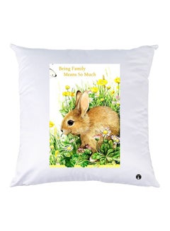 Buy Rabbit Printed Throw Pillow White/Green/Brown 30x30cm in UAE