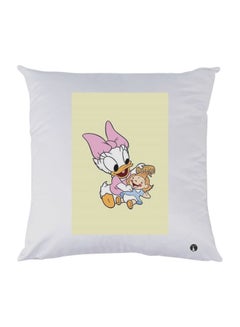 Buy Baby Daisy Duck Printed Throw Pillow White/Yellow/Pink 30x30cm in UAE
