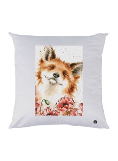 Buy Dog Printed Throw Pillow White/Brown/Pink 30x30cm in UAE