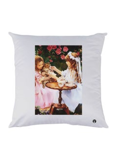 Buy Girls Printed Throw Pillow White/Pink/Green 30x30cm in UAE