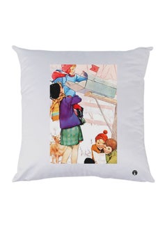 Buy Cartoon Printed Decorative Throw Pillow White/Red/Purple 30x30cm in UAE