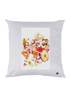 Buy Cartoon Printed Decorative Throw Pillow White/Red/Yellow 30x30cm in UAE