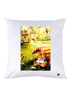 اشتري Rabbit Printed Throw Pillow Polyester White/Green/Yellow 40x40cm في الامارات