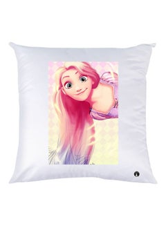 Buy Cartoon Printed Throw Pillow White/Pink/Beige 30x30cm in UAE