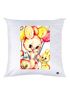 Buy Cartoon Printed Throw Pillow White/Brown/Yellow 30x30cm in UAE