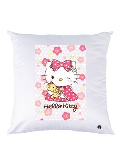 Buy Hello Kitty Printed Decorative Throw Pillow White/Pink/Yellow 30x30cm in UAE