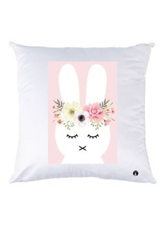 Buy Cartoon Bunny Printed Decorative Throw Pillow White/Pink/Green 30x30cm in UAE