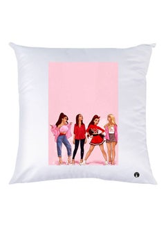 Buy Girls Printed Decorative Throw Pillow White/Pink/Red 30x30cm in UAE