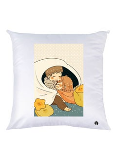 Buy Cartoon Character Printed Throw Pillow White/Yellow/Orange 30x30cm in UAE