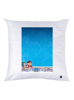 Buy Cartoon Character Printed Throw Pillow White/Blue/Red 30x30cm in UAE