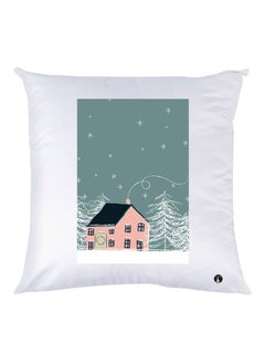 Buy House Printed Throw Pillow White/Grey/Pink 30x30cm in UAE