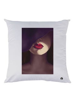 Buy Girl Printed Throw Pillow White/Beige/Purple 30x30cm in UAE