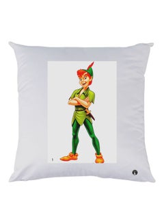 Buy Cartoon Printed Throw Pillow White/Green/Orange 30x30cm in UAE