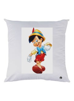 Buy Pinocchio Printed Decorative Throw Pillow White/Gold/Red 30x30cm in UAE