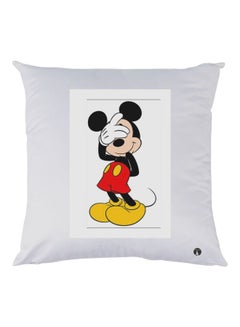 Buy Mickey Mouse Printed Decorative Throw Pillow White/Black/Red 30x30cm in UAE