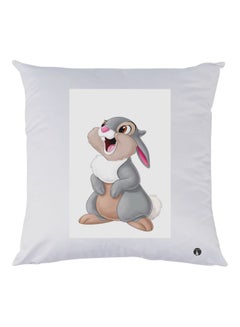 Buy Cartoon Printed Throw Pillow White/Grey/Brown 30x30cm in UAE