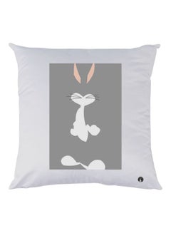 Buy Cartoon Printed Throw Pillow White/Grey/Pink 30x30cm in UAE