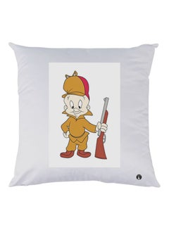 Buy Cartoon Printed Throw Pillow White/Brown/Yellow 30x30cm in UAE