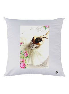 Buy Girl Printed Throw Pillow White/Yellow/Pink 30x30cm in UAE