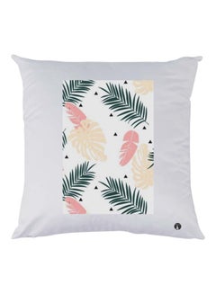 Buy Leaves Printed Cushion Polyester White/Green/Beige 30x30cm in UAE