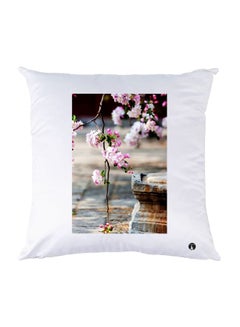 Buy Floral Printed Throw Pillow White/Pink/Grey 30x30cm in UAE